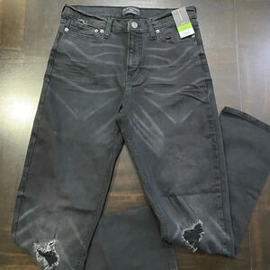 NEW MENS NO BOUNDARIES SLIM FIT STRAIGHT BLACK STRETCH JEANS PANTS DISTRESSED